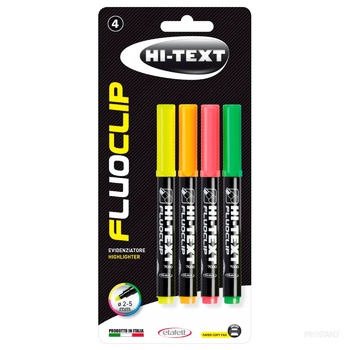 Маркер текстовый Etafelt Hi-Text Fluoclip 7000 4шт - купить, цены на BONUS - фото 1
