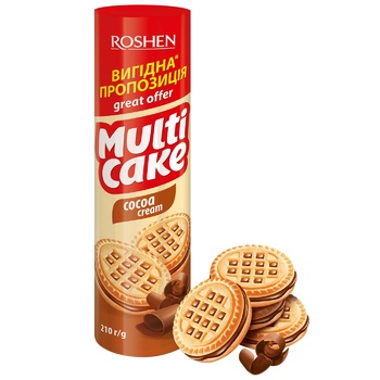 Biscuiti Roshen Multicake cu umplutura de cacao 180g - cumpărați, prețuri pentru BONUS - foto 2